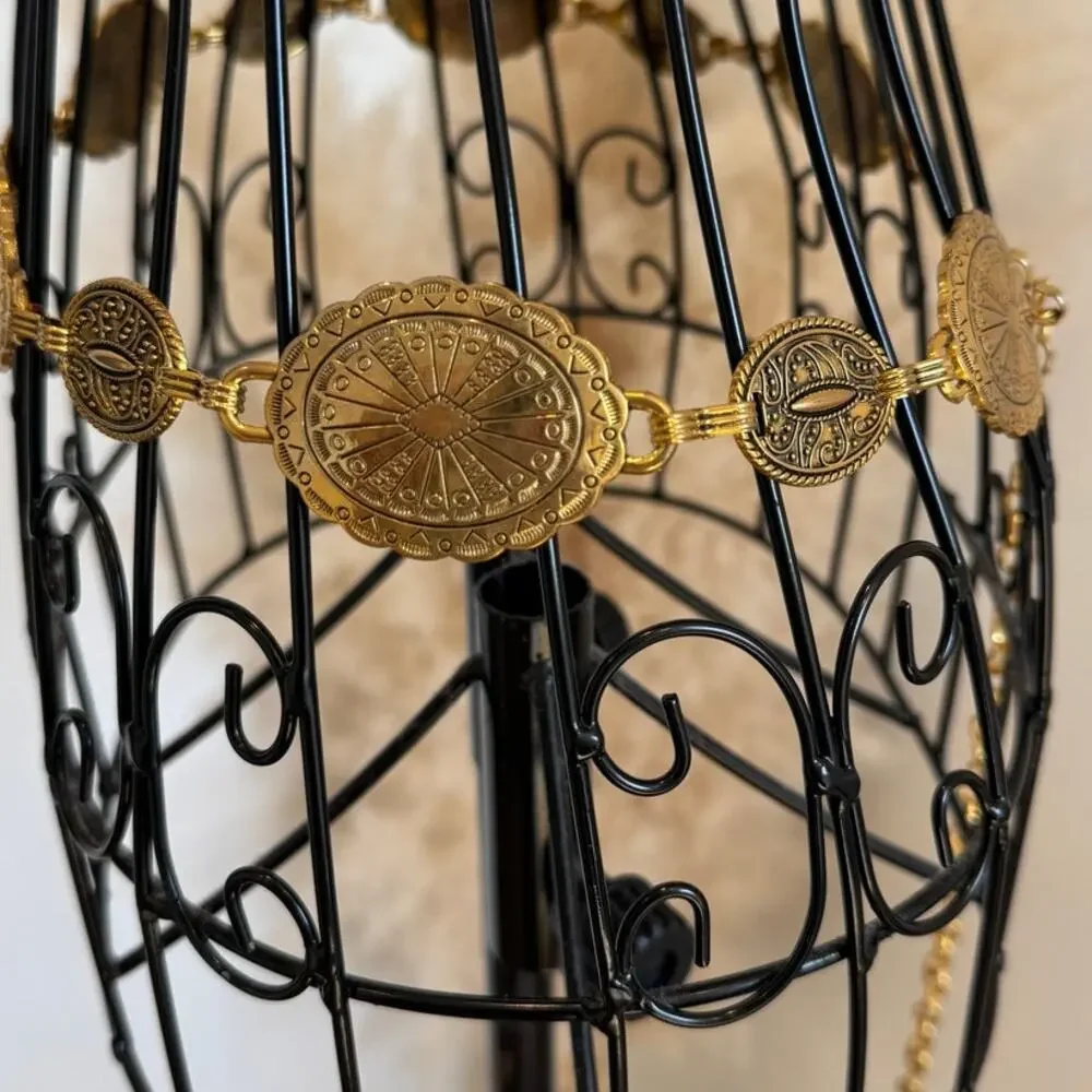 Western Gold Concho Chain Belt Boho Medallion Adjustable